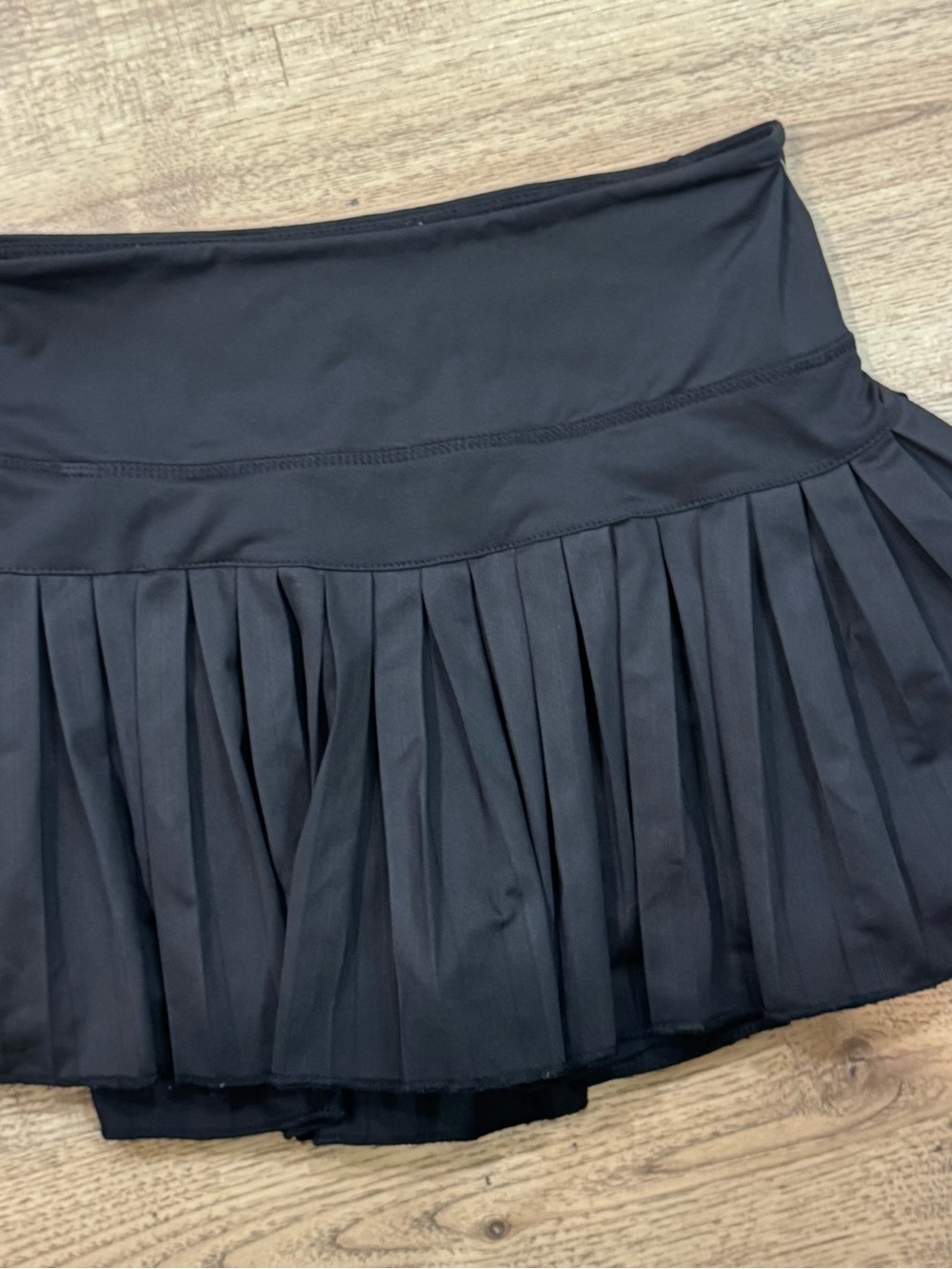 Black Pleated Athletic Skort with Built-In Shorts